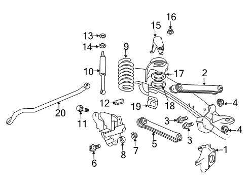 2013 Ram 2500 Front Suspension Components, Lower Control Arm, Upper Control Arm, Stabilizer Bar Nut-HEXAGON FLANGE Lock Diagram for 6509505AA