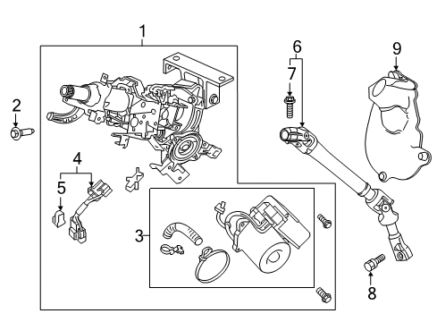 2021 Honda Ridgeline Steering Column & Wheel, Steering Gear & Linkage MOTOR, STEERING Diagram for 53281-T6Z-A31