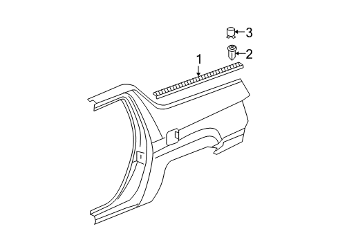 2012 Honda Ridgeline Exterior Trim - Quarter Panel Garnish Assy., R. Bed Rail *NH533* (BUMPER DARK GRAY) Diagram for 74420-SJC-A01ZB
