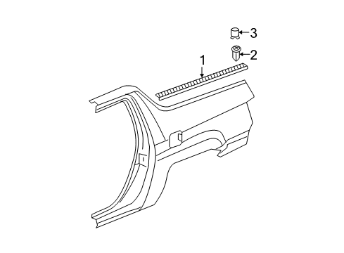 2007 Honda Ridgeline Exterior Trim - Quarter Panel Cap, R. Bed Garnish *NH533* (BUMPER DARK GRAY) Diagram for 74421-SJC-A00ZB