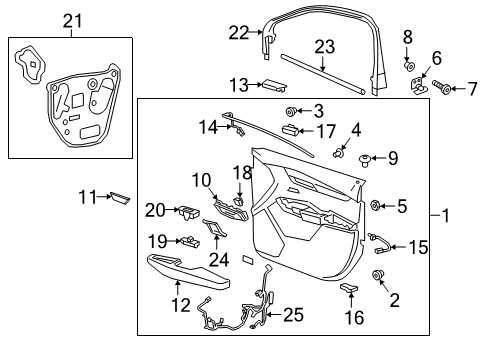 2020 Cadillac XT6 Interior Trim - Front Door Upper Trim Diagram for 84588750