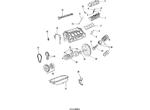 1991 Cadillac DeVille Engine Parts, Mounts, Cylinder Head & Valves, Camshaft & Timing, Oil Pan, Oil Pump, Crankshaft & Bearings, Pistons, Rings & Bearings Mount Asm-Engine Diagram for 17999338