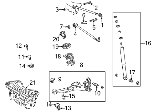 1997 Toyota RAV4 Rear Suspension Components, Lower Control Arm, Upper Control Arm Lower Control Arm Diagram for 48720-42010