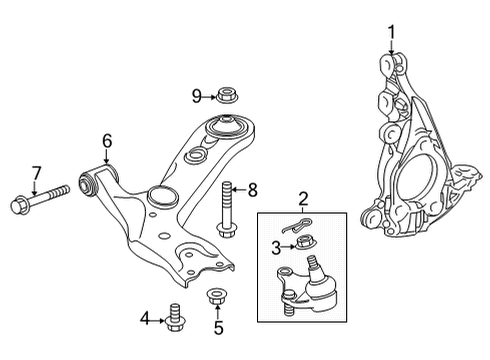 2022 Toyota Corolla Cross Front Suspension Components Lower Control Arm Diagram for 48068-0A030