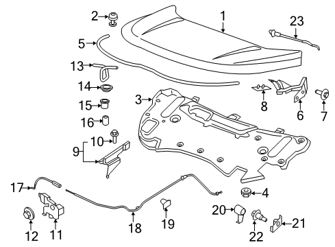 2021 Ford Edge Hood & Components Release Handle Diagram for FT4Z-16B626-C