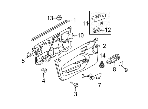 2011 Ford Mustang Interior Trim - Door Emblem Diagram for AR3Z-63208A04-AA