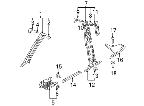 2008 Kia Rio5 Interior Trim - Pillars, Rocker & Floor Trim Assembly-Front Pillar, LH Diagram for 858101G050RU