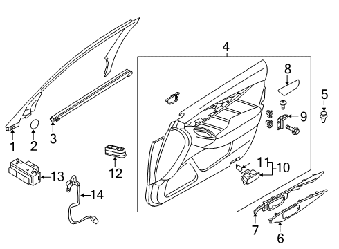 2021 INFINITI Q50 Front Door Seal Assy-Front Door Inside RH Diagram for 80834-4GA1A