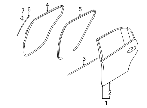2006 Kia Amanti Rear Door WEATHERSTRIP Assembly-Rear Door Side Diagram for 831403F001