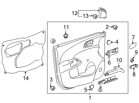 2015 Chevrolet Sonic Interior Trim - Front Door Door Trim Panel Cap Diagram for 95015712