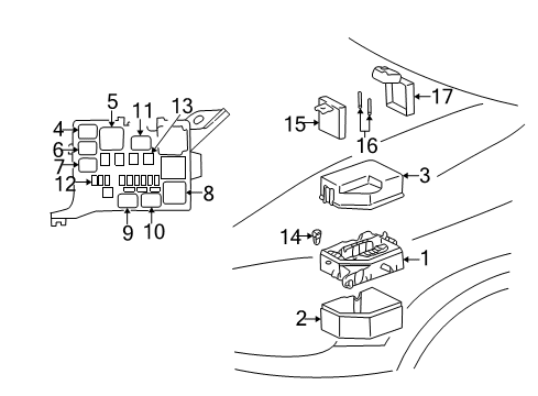 2003 Toyota Echo Door & Components Fuse Box Diagram for 82620-52010