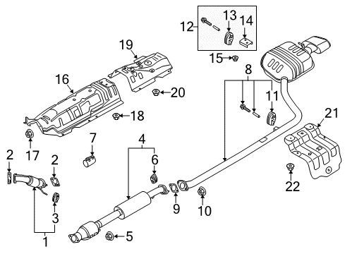 2020 Kia Optima Exhaust Components Center Muffler Complete Diagram for 28600D5510