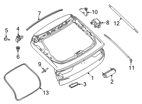 2021 Ford Mustang Mach-E Lift Gate Hinge Bolt Diagram for -W720816-S450B