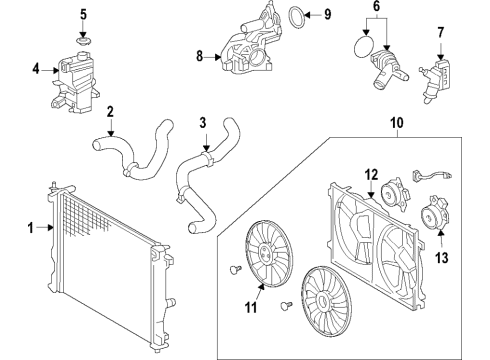 2020 Lexus UX250h Cooling System, Radiator, Water Pump, Cooling Fan Motor, Cooling Fan W Diagram for 16363-47050