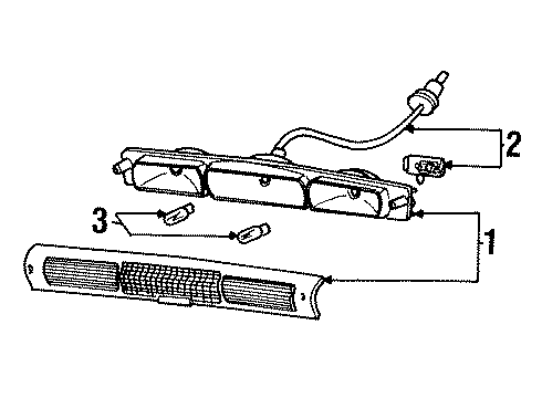 1995 Ford F-150 High Mount Lamps Socket & Wire Diagram for F2TZ13A625A