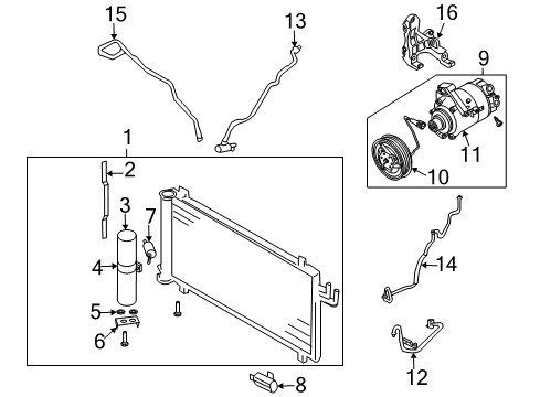 2003 Infiniti G35 Air Conditioner Condenser & Liquid Tank Assy Diagram for 92100-AL570