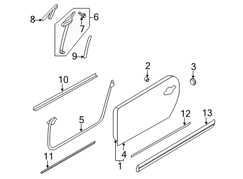 2013 Nissan Murano Door & Components, Exterior Trim Weatherstrip-Front Door, RH Diagram for 80830-1GR0A