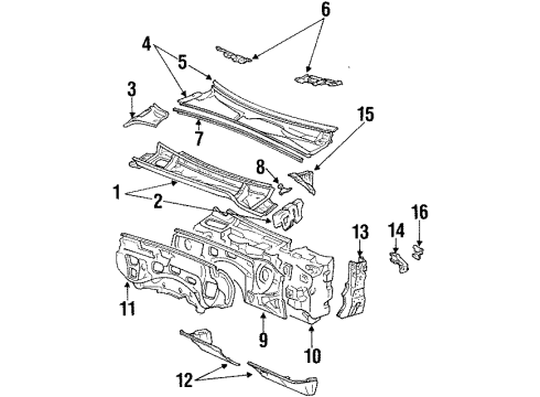 1990 Lexus LS400 Cowl Panel Sub-Assy, Dash Diagram for 55101-50903