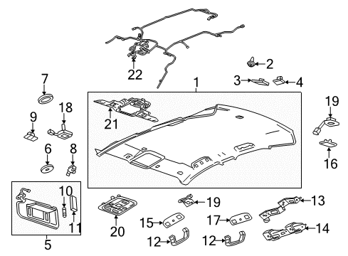 2015 Cadillac CTS Interior Trim - Roof Headliner Diagram for 23187166