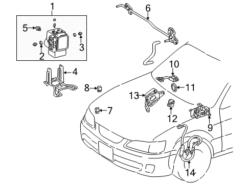 1999 Lexus ES300 Stability Control Tube, Brake Actuator, NO.2 Diagram for 44552-33010