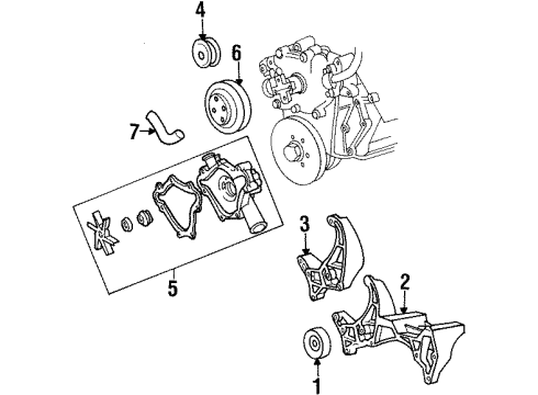 1998 Dodge Ram 1500 Water Pump, Belts & Pulleys Bracket-Alternator Diagram for 53008618