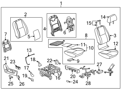 2011 Cadillac Escalade Front Seat Components Seat Cushion Pad Diagram for 25983264