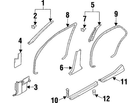 1998 Infiniti Q45 Interior Trim - Pillars, Rocker & Floor Garnish Assy-Front Pillar, RH Diagram for 76911-6P004