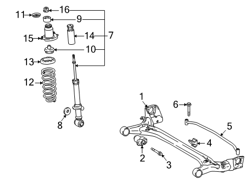 2013 Toyota Corolla Rear Suspension Components, Stabilizer Bar Axle Beam Bushing Diagram for 48725-02250