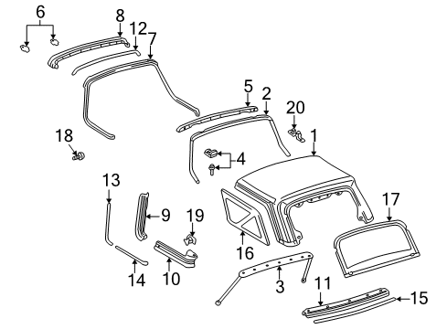 1998 Toyota RAV4 Top & Components Back Glass Bolt Diagram for 90080-11404