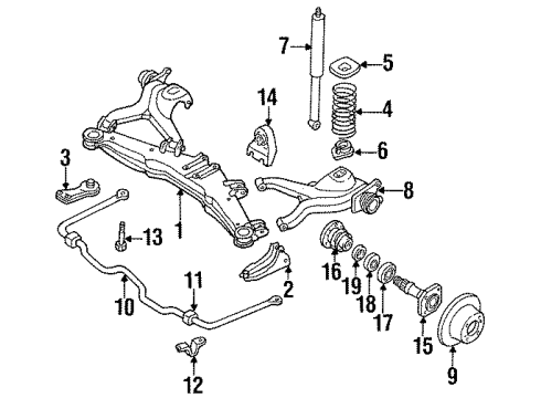 1986 Nissan 200SX Rear Brakes Stay Rear Suspension Member Diagram for 55546-01P20
