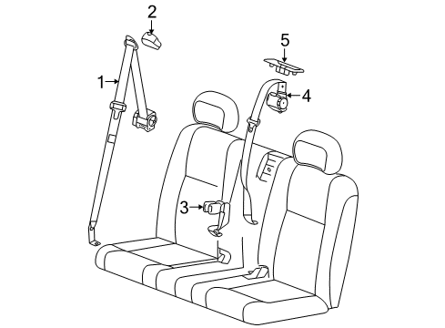 2005 Pontiac Montana Seat Belt Belt Kit, Rear Seat #2 Center (Buckle Side) *Medium *Medium Dark Gray Diagram for 89024033