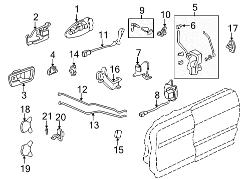 2000 Acura Integra Front Door Switch Assembly, Passenger Side Cylinder Diagram for 72142-ST8-A02