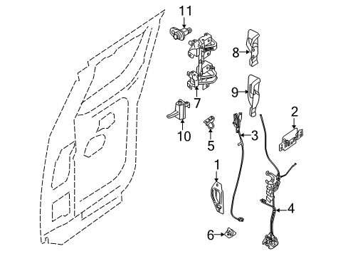 2007 Nissan Titan Rear Door Rear Door Inside Handle Assembly, Right Diagram for 82670-ZH20A