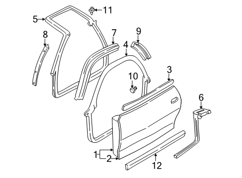 1999 Chevrolet Camaro Door & Components, Exterior Trim Weatherstrip Asm-Front Side Door Diagram for 10336549