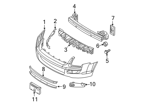 2006 Ford Fusion Front Bumper Upper Grille Diagram for 6E5Z-8200-B