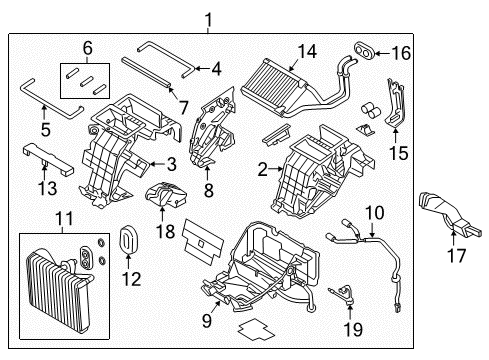 2019 Genesis G90 Air Conditioner Duct-Shower, LH Diagram for 97111-D2000
