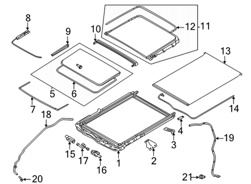 2021 Nissan Titan XD Sunroof Inner Assy-Blind, LH Diagram for 91381-4BA0A