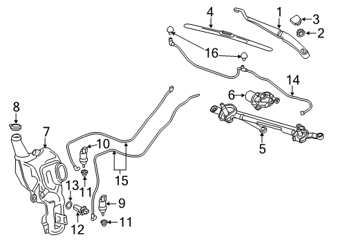 2019 Chevrolet Traverse Wiper & Washer Components Wiper Arm Diagram for 84692783