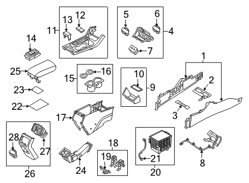 2017 Hyundai Sonata Center Console Bracket Assembly-Console Mounting Diagram for 84616-C2000