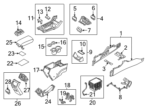 2017 Hyundai Sonata Center Console Console Assembly-Floor Rear Diagram for 84620-C2000-PPB