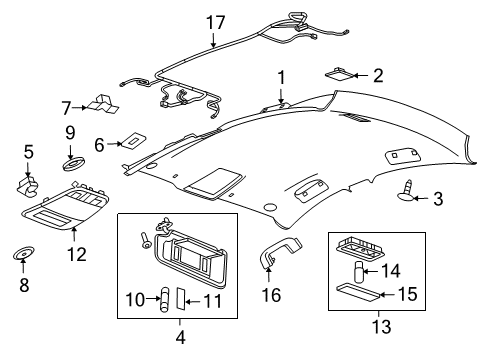 2014 Buick Regal Interior Trim - Roof Sunvisor Spacer Diagram for 13307116