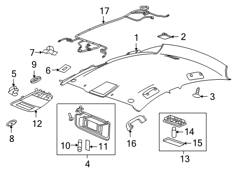 2012 Buick Regal Interior Trim - Roof Headliner Diagram for 23102264