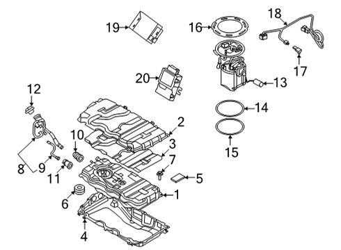 2021 BMW 330e xDrive Fuel Supply METAL FUEL TANK Diagram for 16119425973