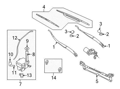 2007 Kia Optima Wiper & Washer Components Windshield Wiper Motor Assembly Diagram for 981102G000