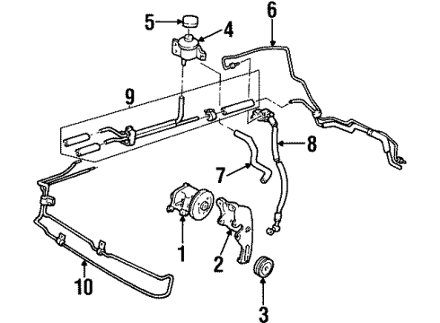 2001 Mercury Villager P/S Pump & Hoses, Steering Gear & Linkage Power Steering Pump Diagram for XF5Z-3A674-BA