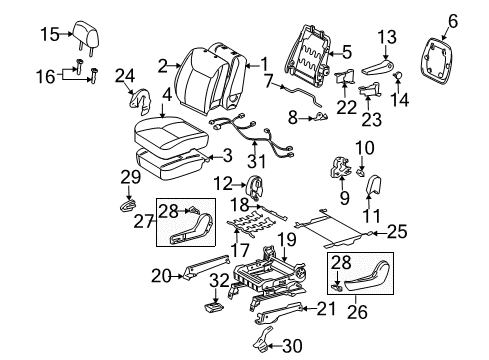 2005 Toyota Sienna Front Seat Components Seat Cushion Pad Diagram for 71511-AE050