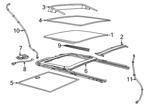 2021 Jeep Grand Cherokee L Sunroof SUNROOF Diagram for 68498335AA