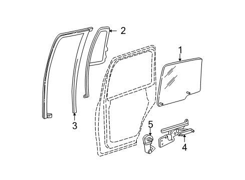 2002 Ford Expedition Rear Door Door Glass Diagram for 2L1Z-7825712-AA