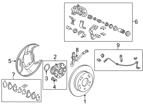 2012 Honda Civic Brake Components Hose Set, Left Rear Brake (Disk) Diagram for 01468-TR0-A50