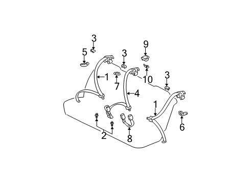 2003 Lexus ES300 Seat Belt Guide, Rear Seat Shoulder Belt, LH Diagram for 73340-33010-A0